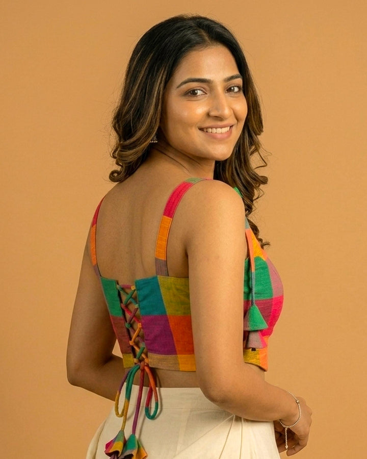 Happy Days Cotton Handloom Corset Blouse in Multicolour 2