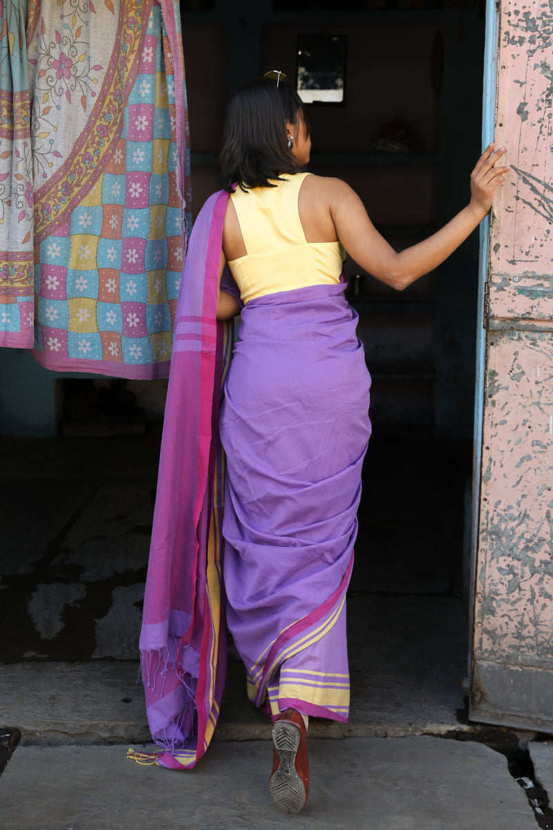 Pihu - Handwoven Pure Mulmul Cotton Saree