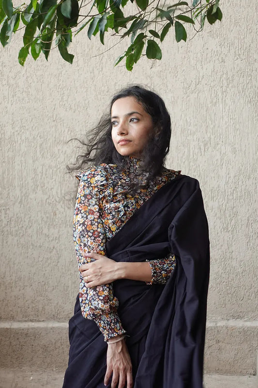 Black Beauty- Hand Dyed Mulmul Cotton Saree