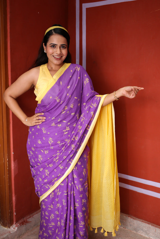 Polaroid Dreams Printed Mulmul Cotton Saree