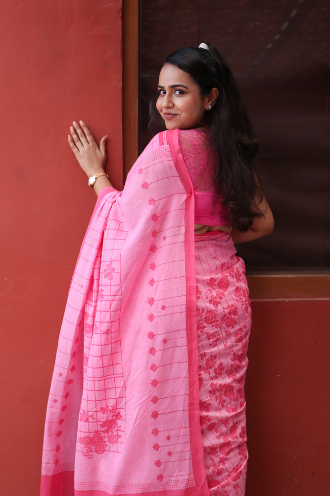 Postcards from Past Printed Mulmul Cotton Saree