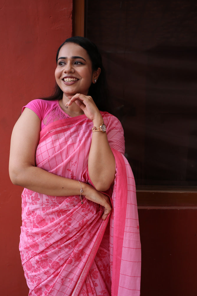 Postcards from Past Printed Mulmul Cotton Saree