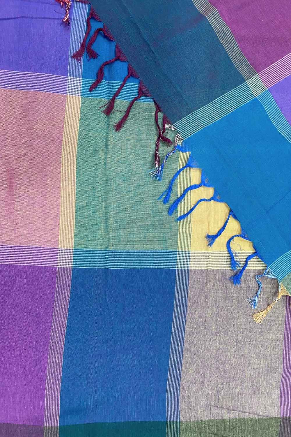 Power Play - Multicolour Checked Organic Cotton Saree