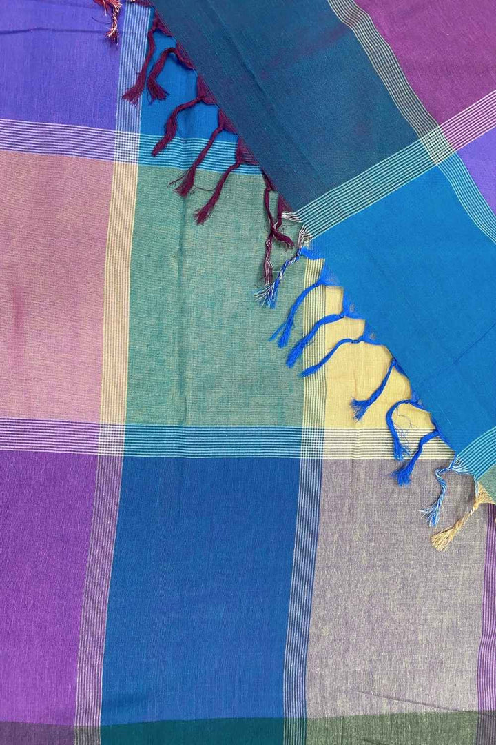 Power Play - Multicolour Checked Organic Cotton Saree