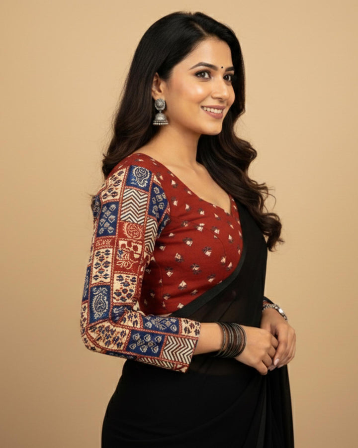 Red Beauty Cotton Full Sleeve Blouse