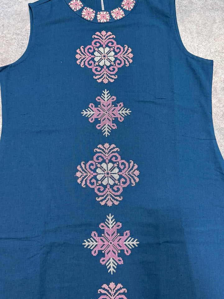 Riya Cotton Pant and Kurta Set with Floral Embroidery