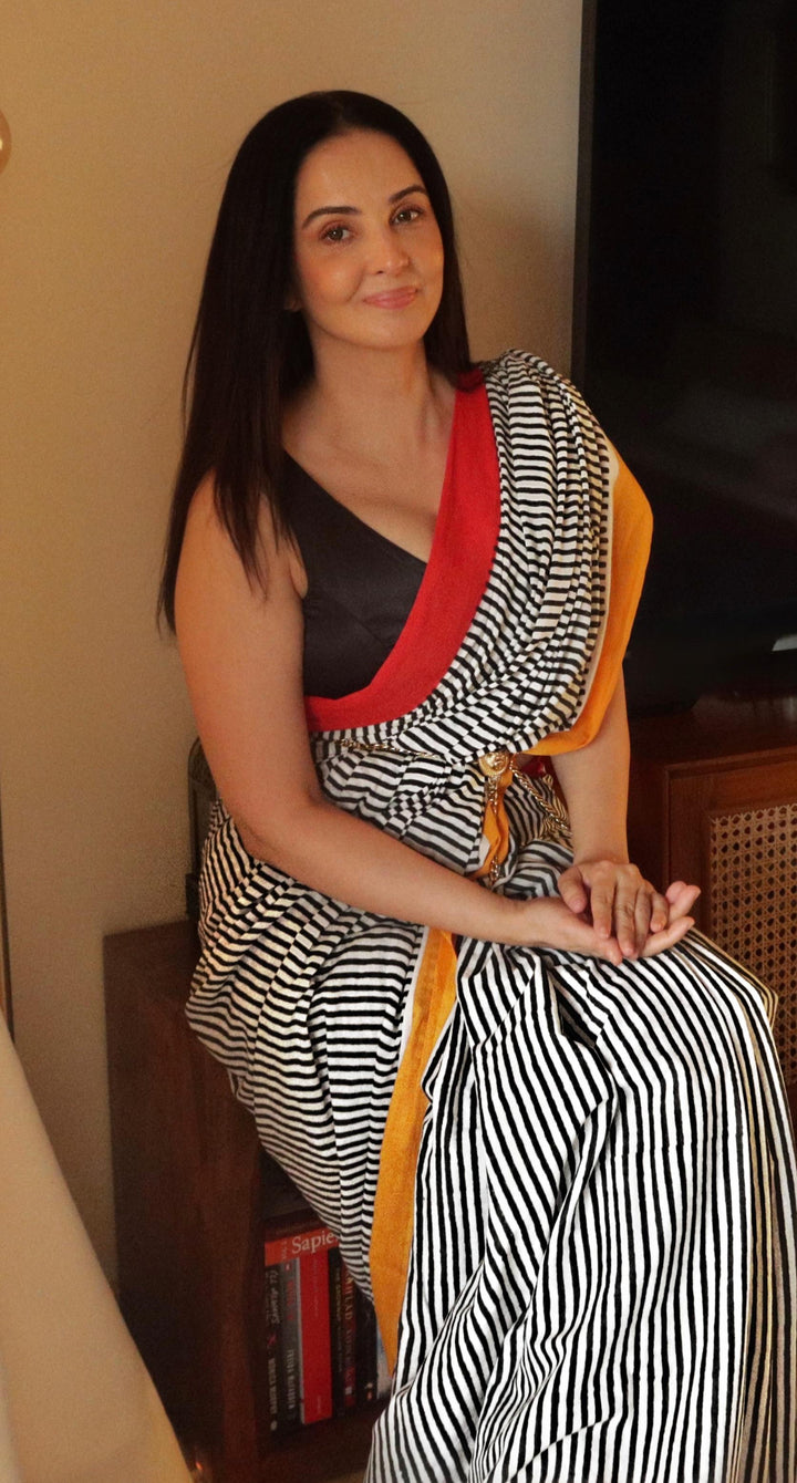 Sharmila Hand Block Print Mul Mul Cotton Saree