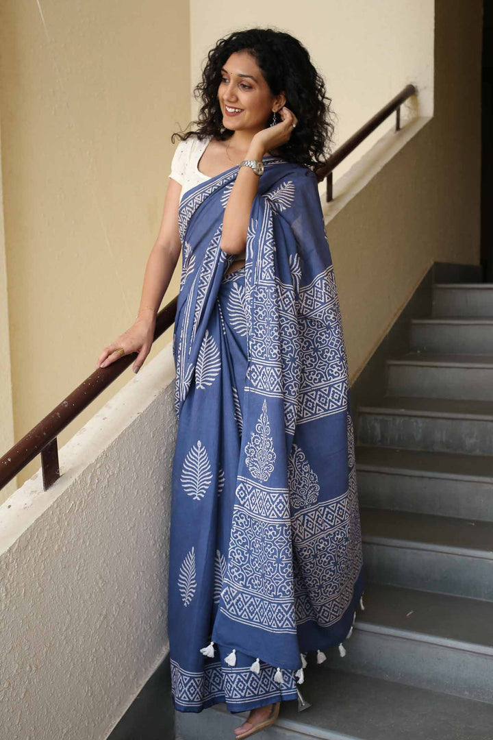 Softly Yours Hand Block Print Mulmul Cotton Saree