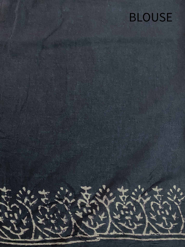 Black Always Hand Block Print Mulmul Cotton Saree