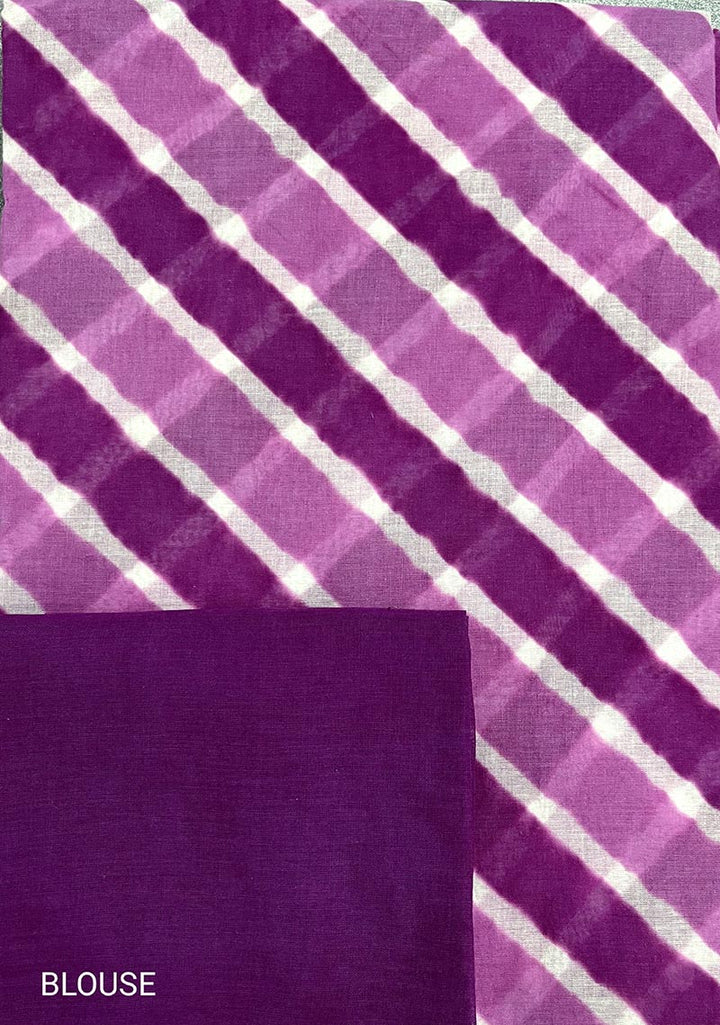 Purple Twist Leheriya Tie-dye Mulmul Cotton saree