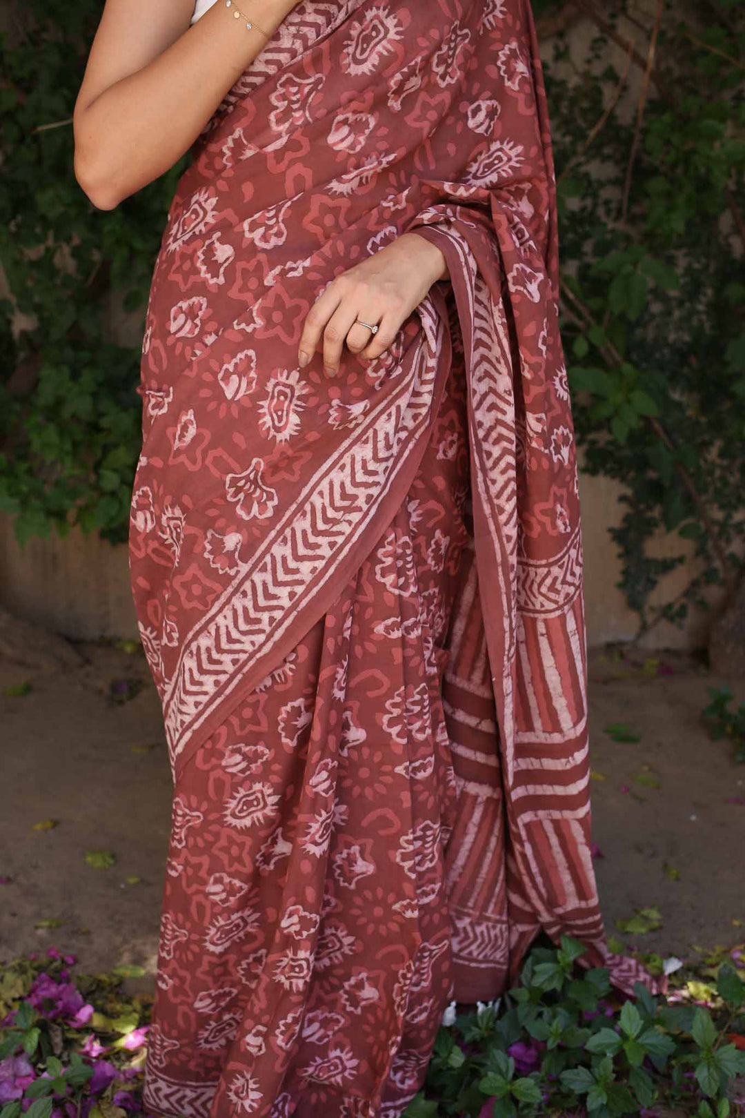 Feels Like Home Hand Block Print Mulmul Cotton Saree