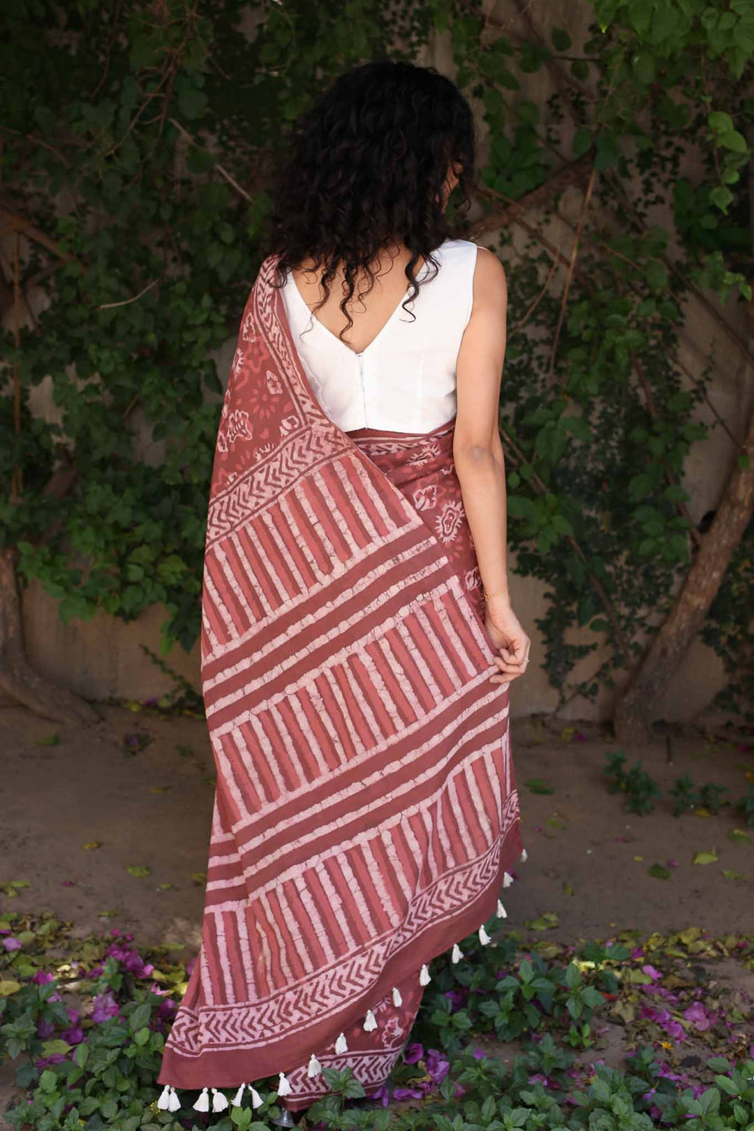 Feels Like Home Hand Block Print Mulmul Cotton Saree