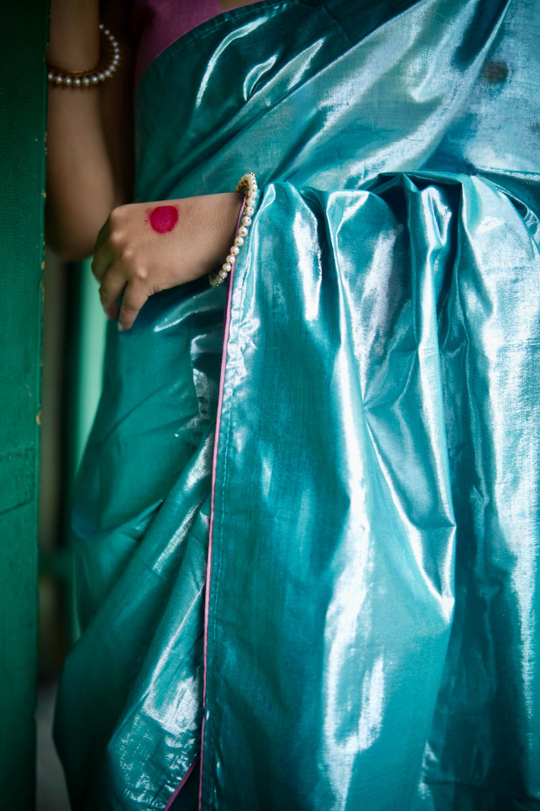 Ujwala - Silver Blue Metallic Tissue Saree