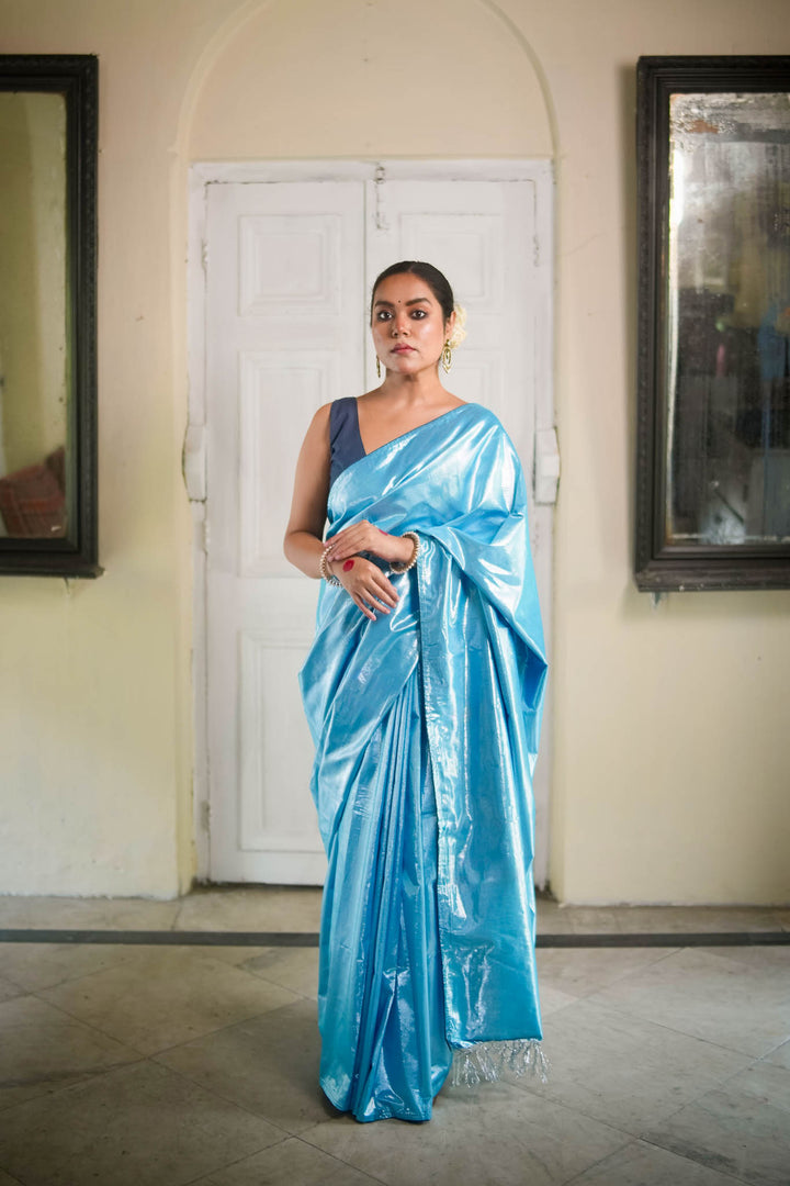 Neelima - Blue Metallic Tissue Saree