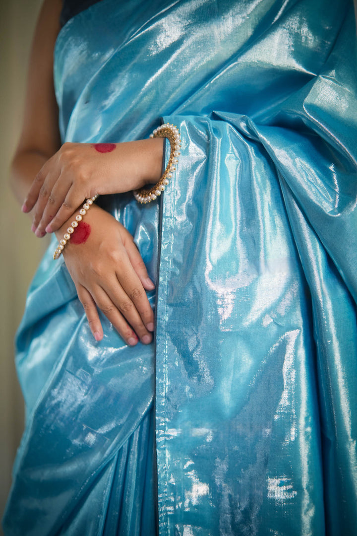 Neelima - Blue Metallic Tissue Saree