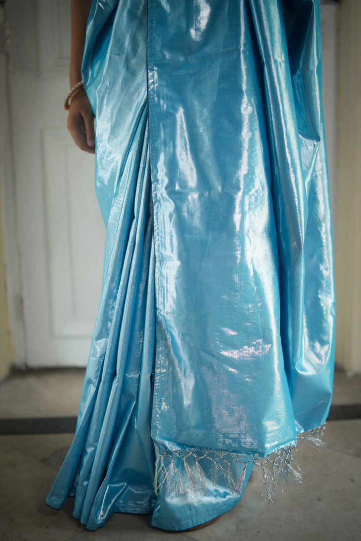 Neelima - Blue Metallic Tissue Saree