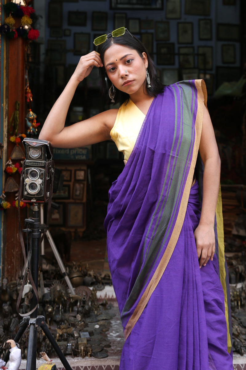 Saanj - Handwoven Pure Mulmul Cotton Saree