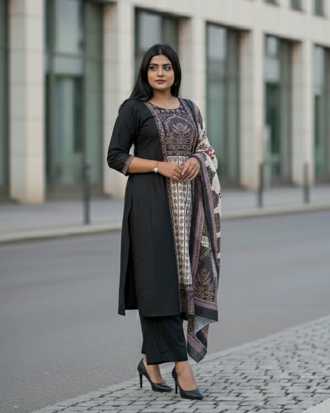 Saanjh Printed Cotton Dupatta, Pant and Kurta Set