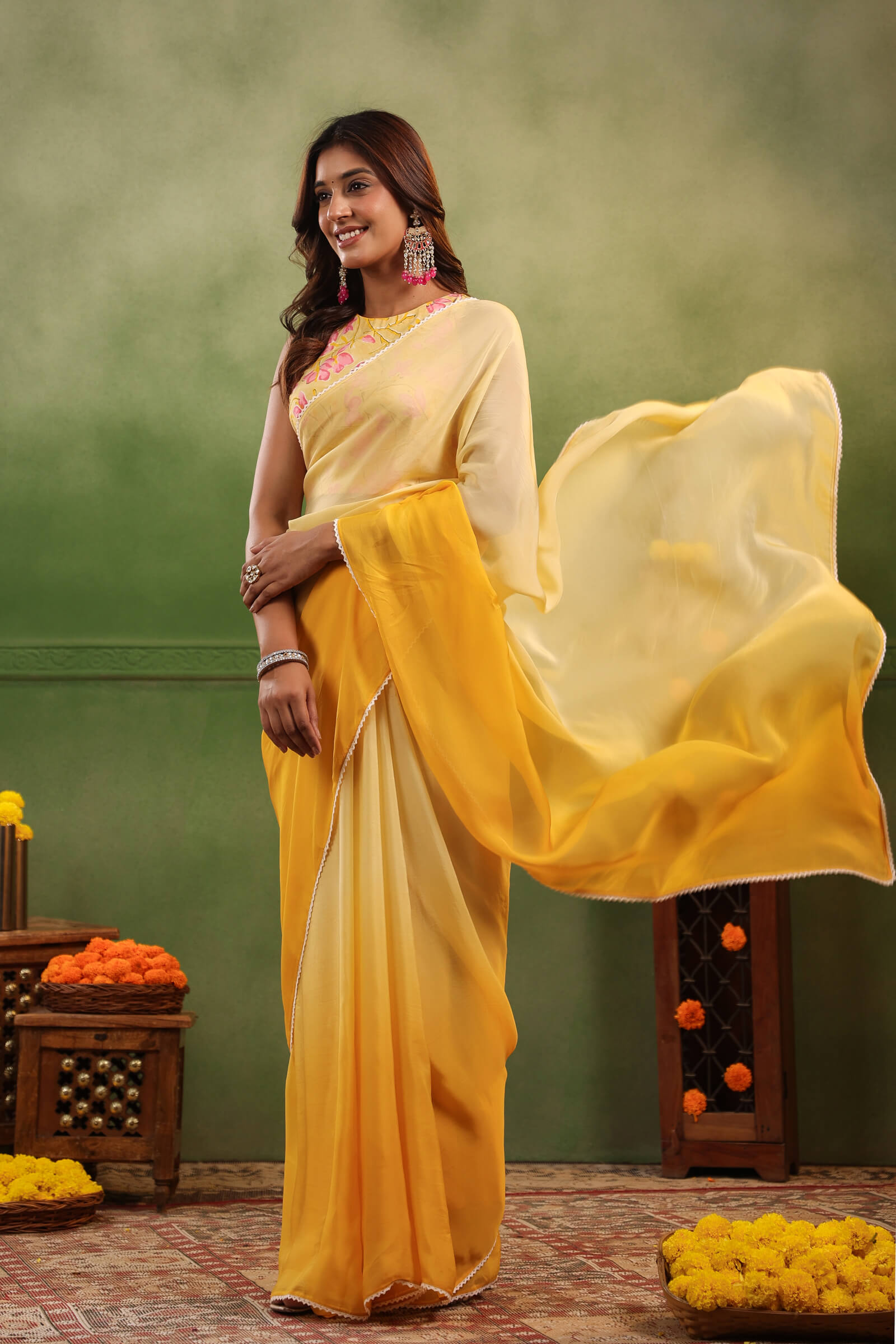 yellow orange blouse