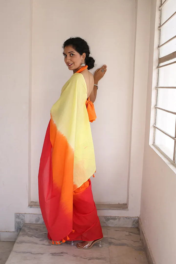 Sherbet Chic - Hand Dyed Mulmul Cotton Saree