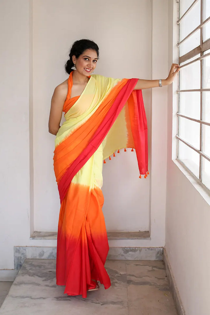 Sherbet Chic - Hand Dyed Mulmul Cotton Saree