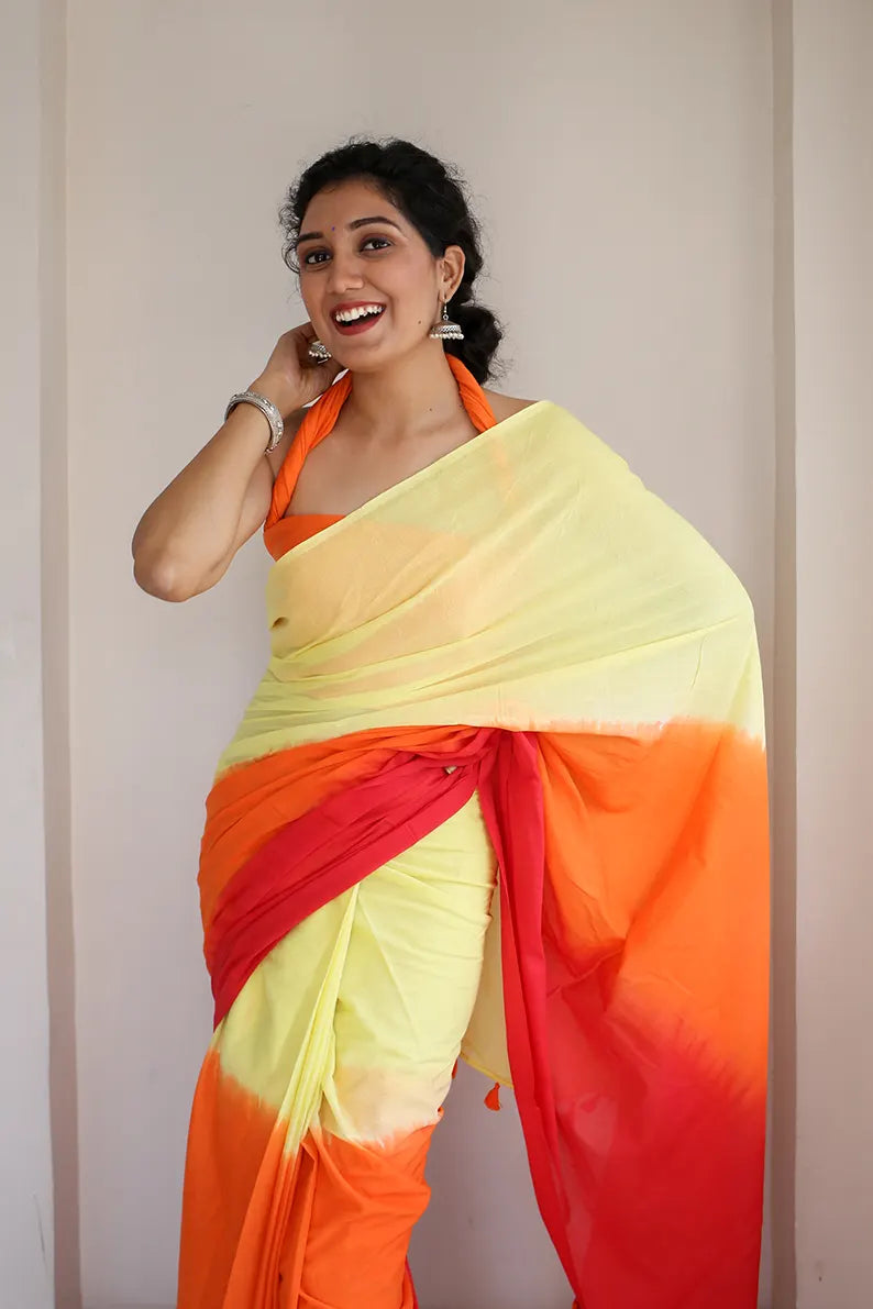 Sherbet Chic - Hand Dyed Mulmul Cotton Saree