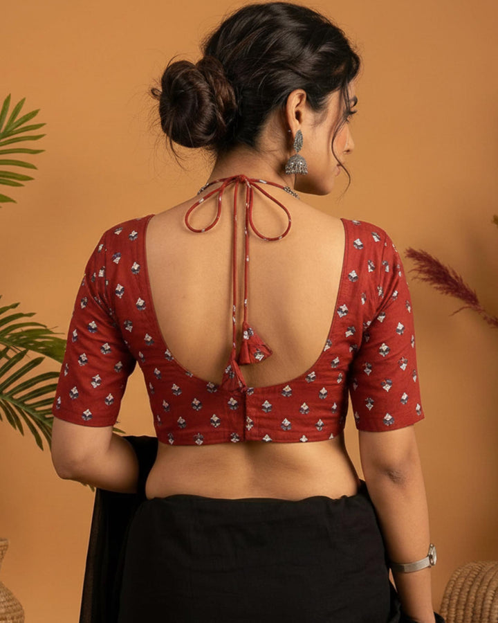 Soft Charm Black Cotton Padded Halter Neck Blouse