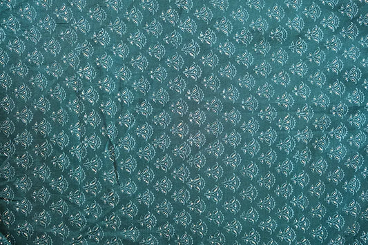 Emerald Green - Chanderi Silk Cotton Hand Block Print Unstitched Suit Set