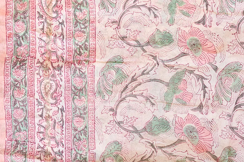 Pretty in Peach - Chanderi Silk Cotton Hand Block Print Unstitched Suit Set