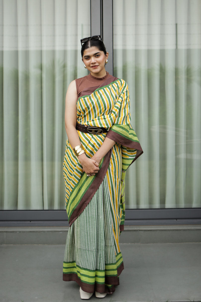 Retro Rani Hand Block Print Mulmul Cotton Saree