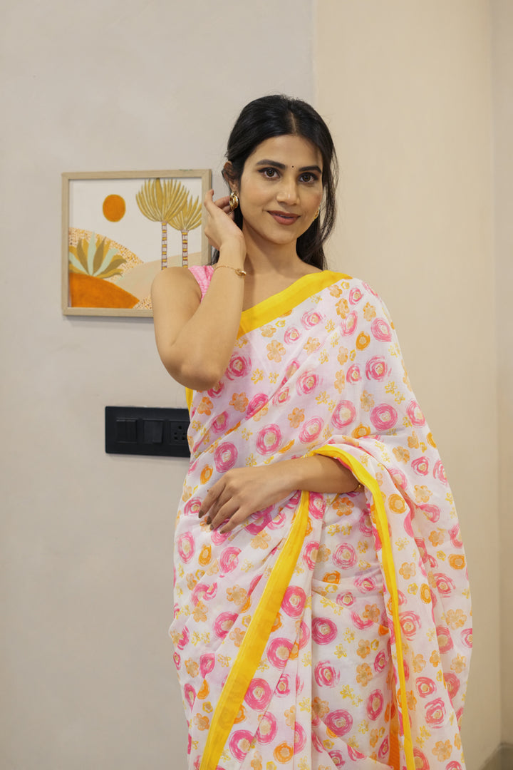 Sun-kissed Printed Mulmul Cotton Saree