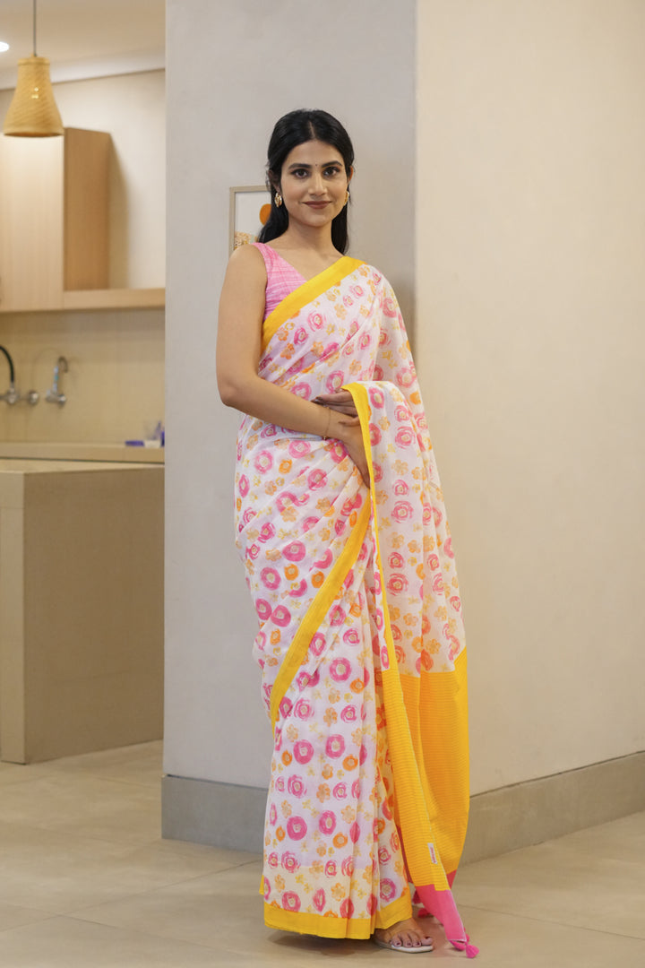 Sun-kissed Printed Mulmul Cotton Saree