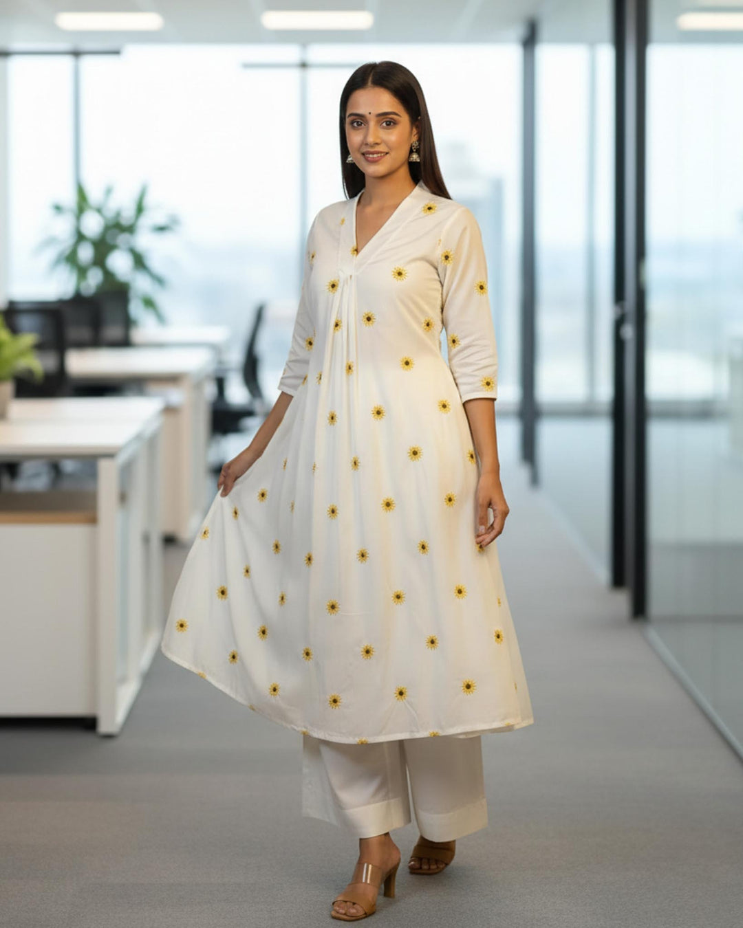 Sunflower Kota Doriya Pant and Kurta Set