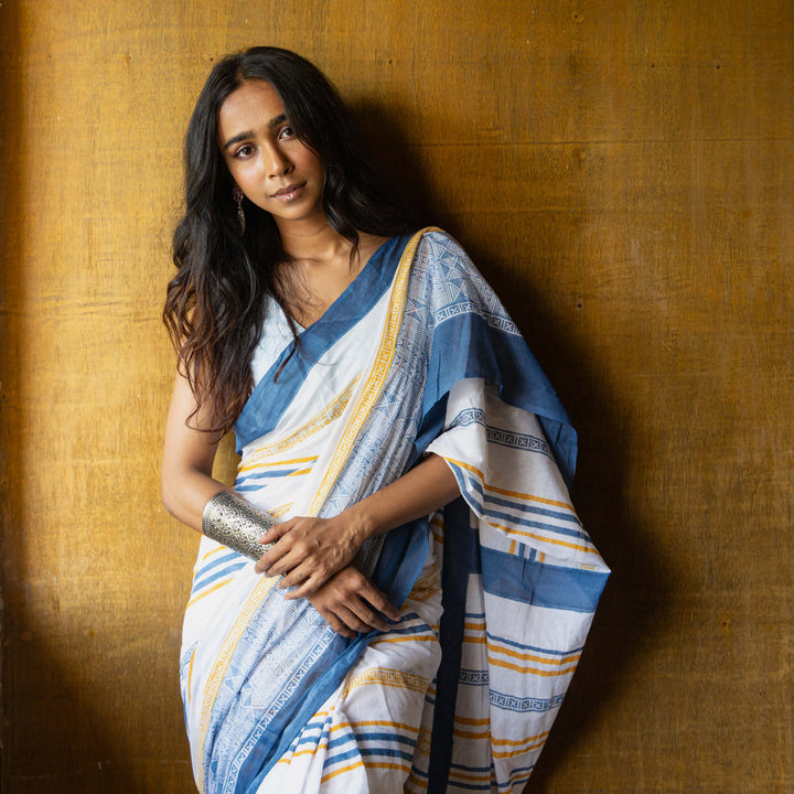 Take a Pause - Mul Cotton Hand Block Printed Saree