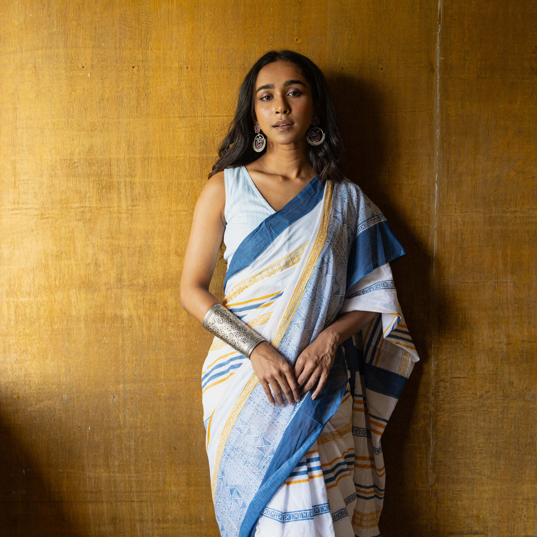 Take a Pause - Mul Cotton Hand Block Printed Saree