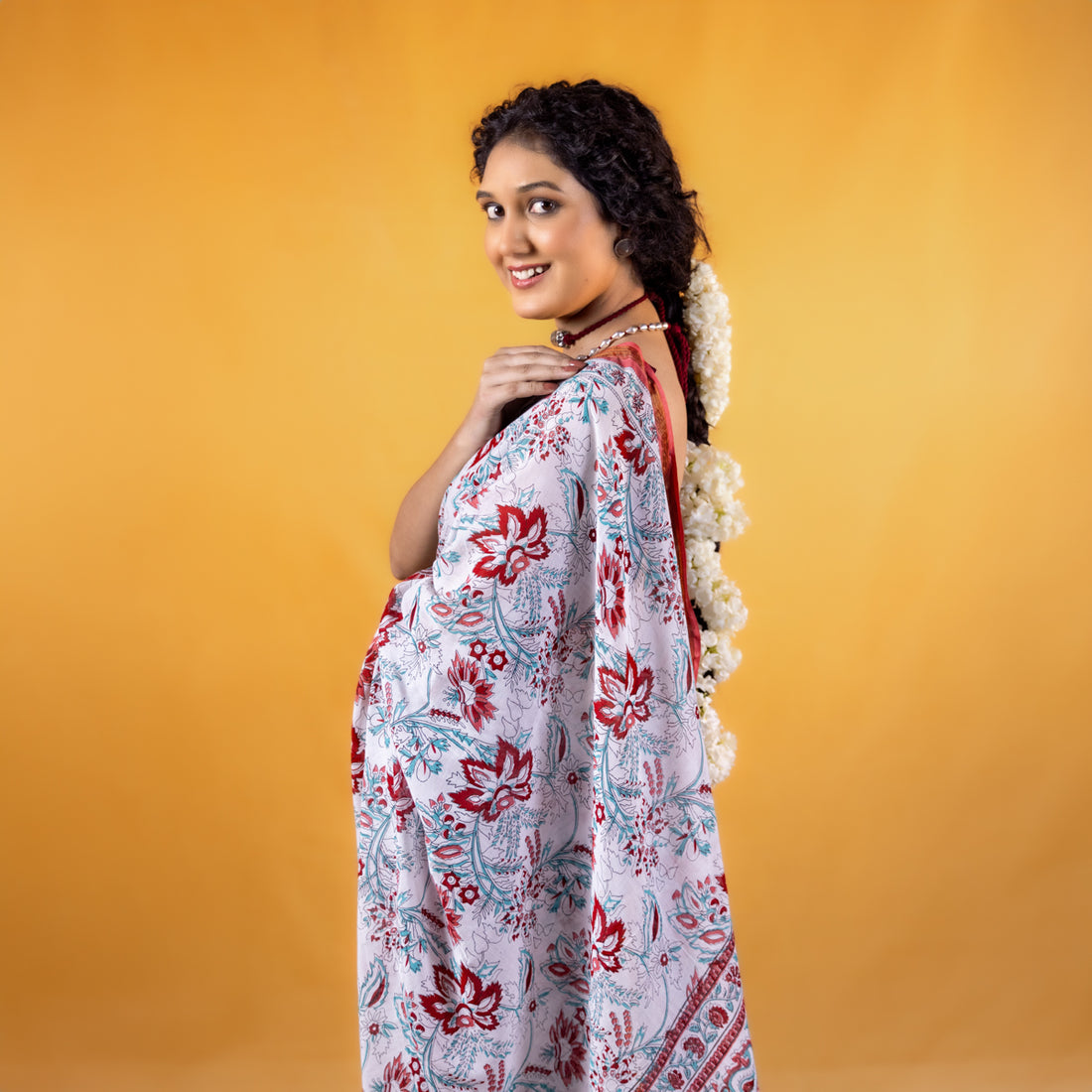 Tarangini Block Printed Saree with Zari border