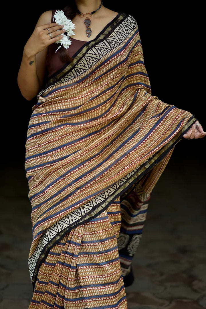 Timeless Trails- Hand Block Print Chanderi Silk Saree