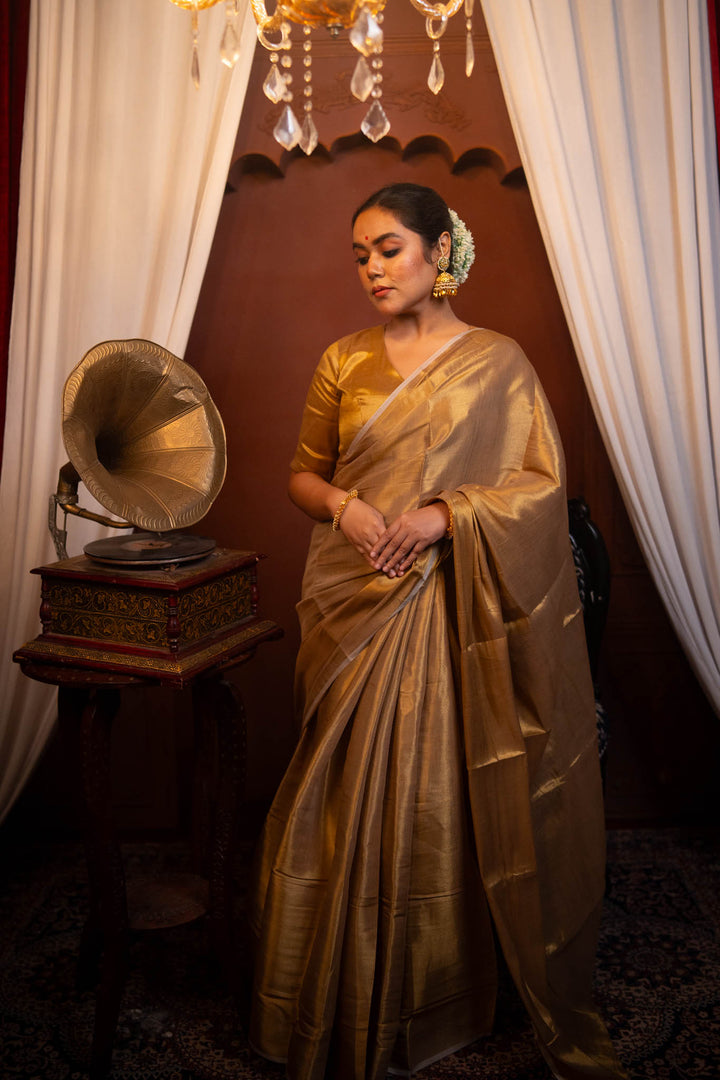 Abha - Gold Tissue Saree