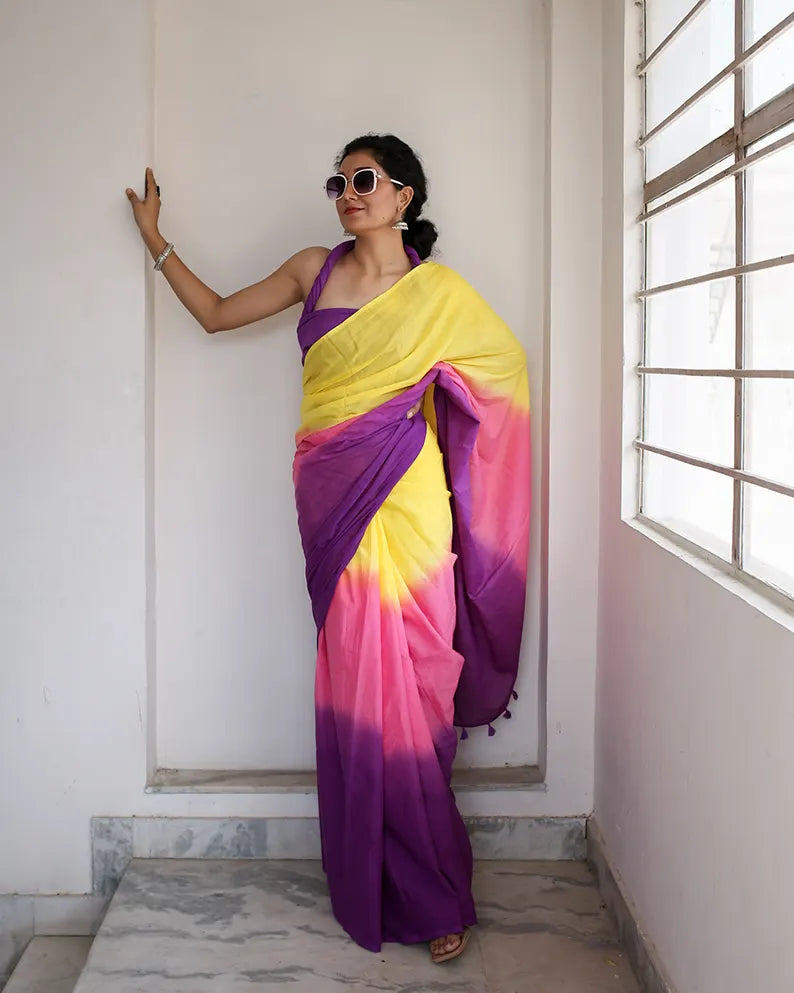 Twinkle Pop - Hand Dyed Mulmul Cotton Saree