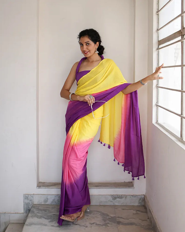 Twinkle Pop - Hand Dyed Mulmul Cotton Saree