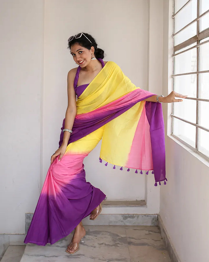 Twinkle Pop - Hand Dyed Mulmul Cotton Saree