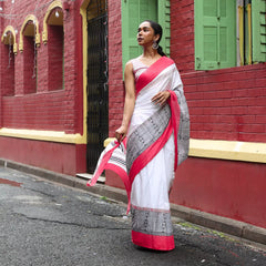 At the Crossroads - Mul Cotton Hand Block Printed Saree