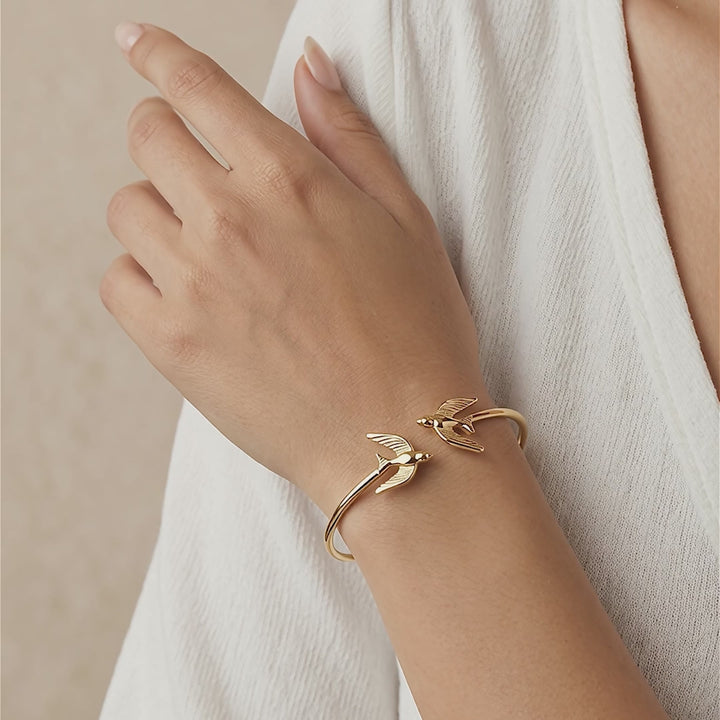 Flying Bird Open 18k Gold Plated Bracelet
