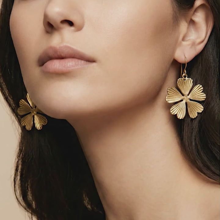 Floral Motif 18k Gold Plated Earrings