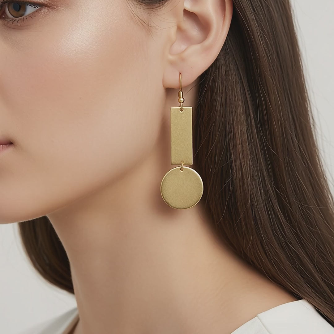 Geometric Drop 18k Gold Plated Earrings