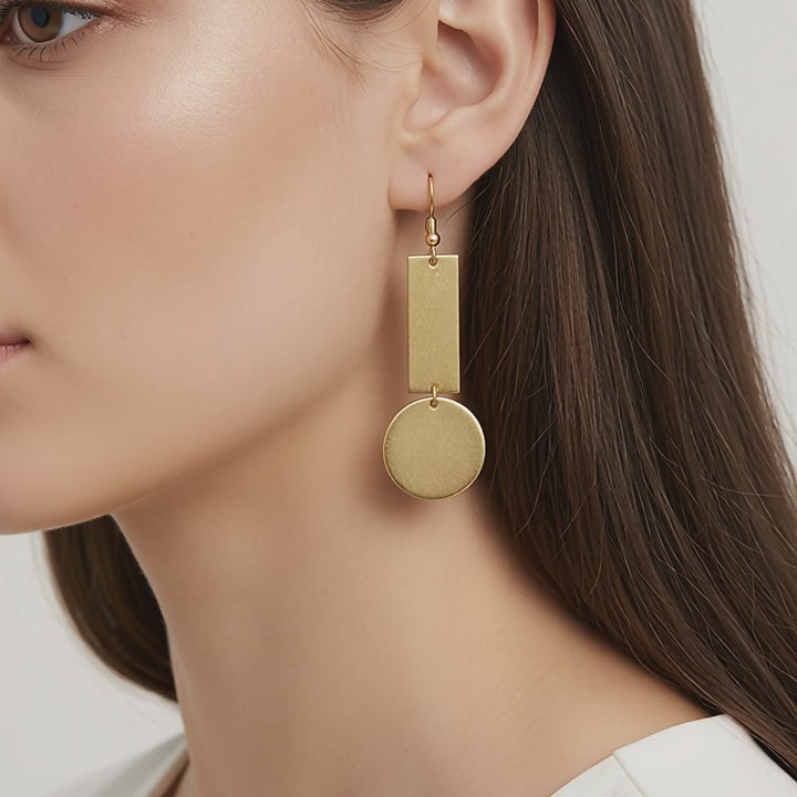 Geometric Drop 18k Gold Plated Earrings