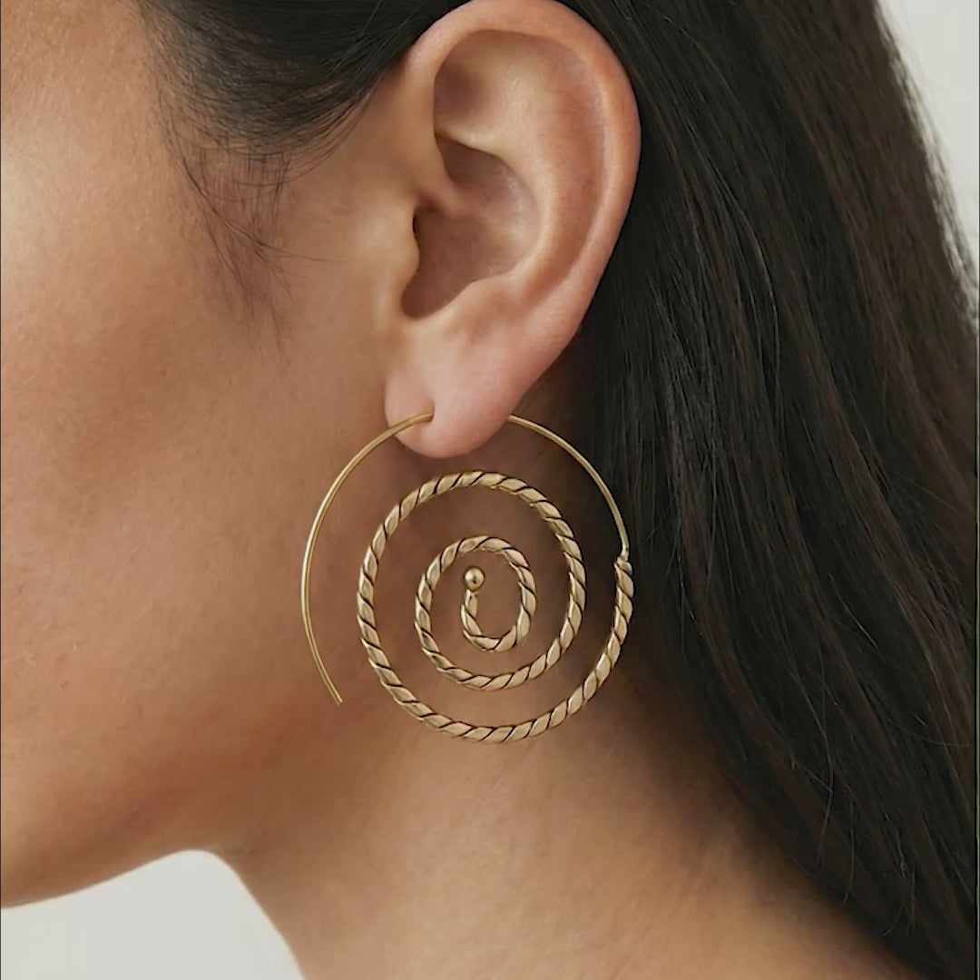 Spiral Stud 24k Gold Plated Earrings