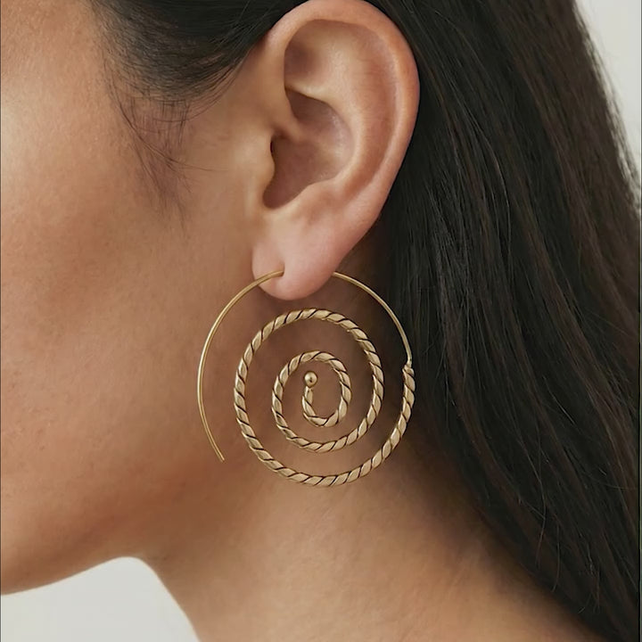 Spiral Stud 24k Gold Plated Earrings