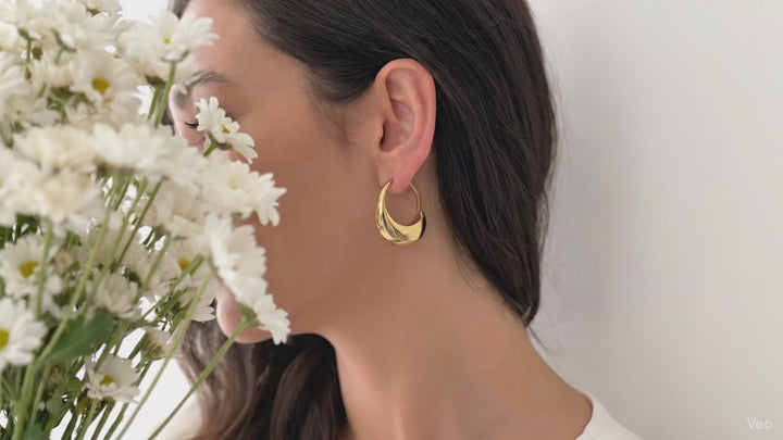 Bold Curve 24k Gold Plated Earrings