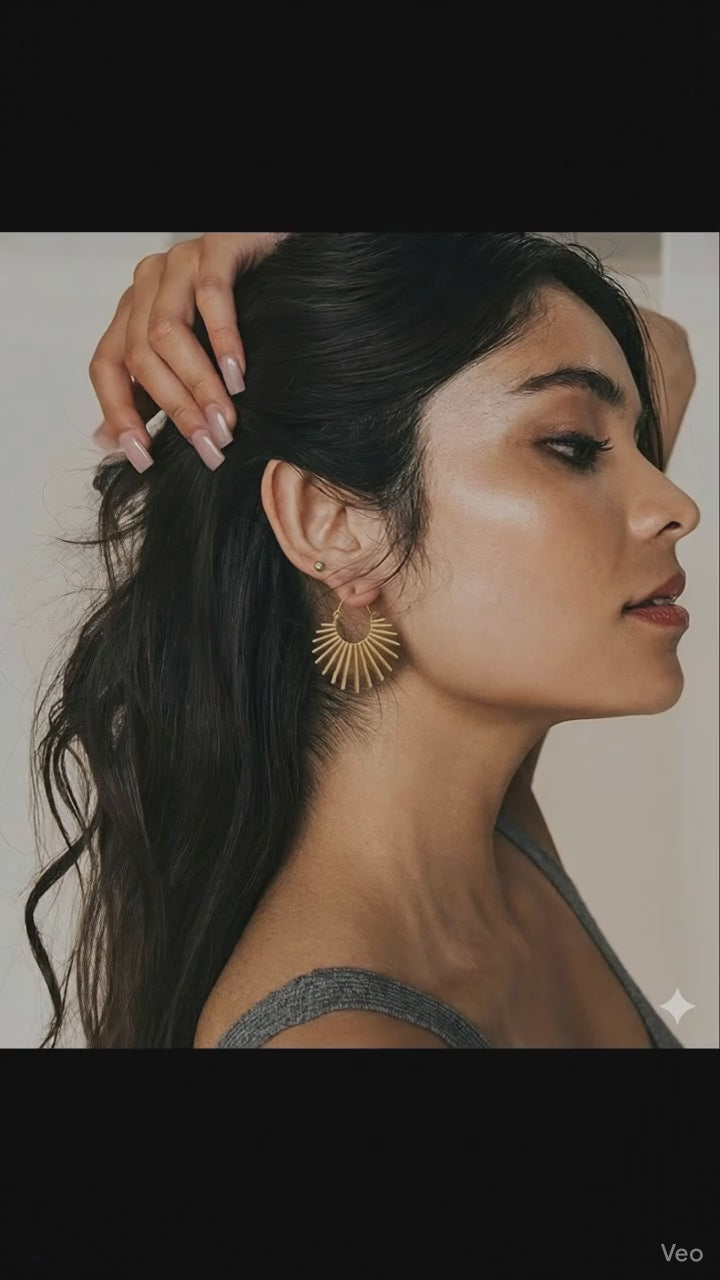 Sunray Hoop 18k Gold Plated Earrings